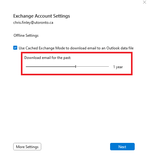 Email sync settings