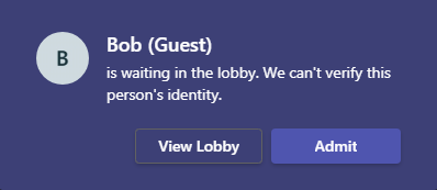 Guest in lobby notification