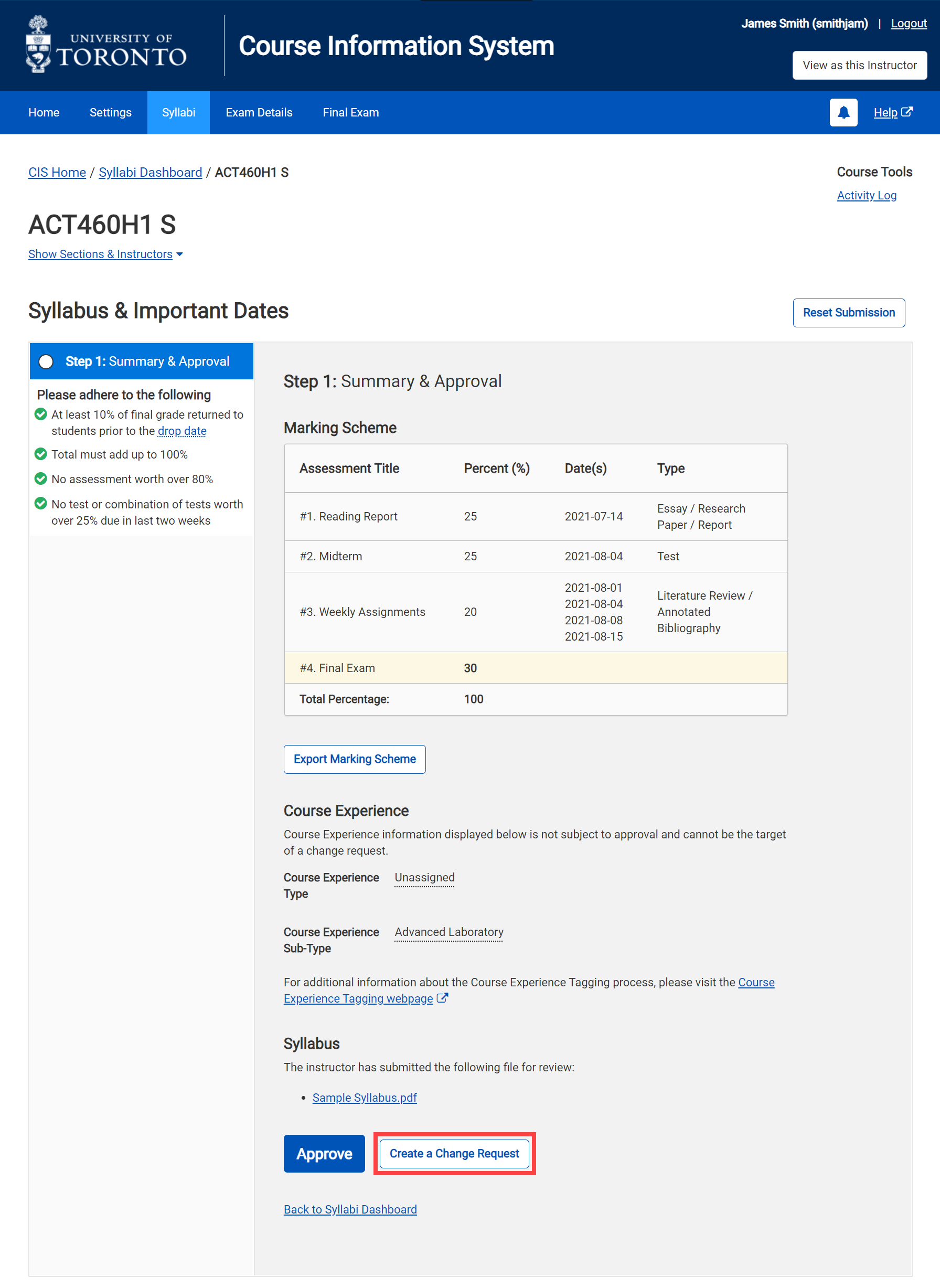 Syllabi Module - Create a Change Request