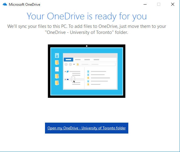 OneDrive is ready message