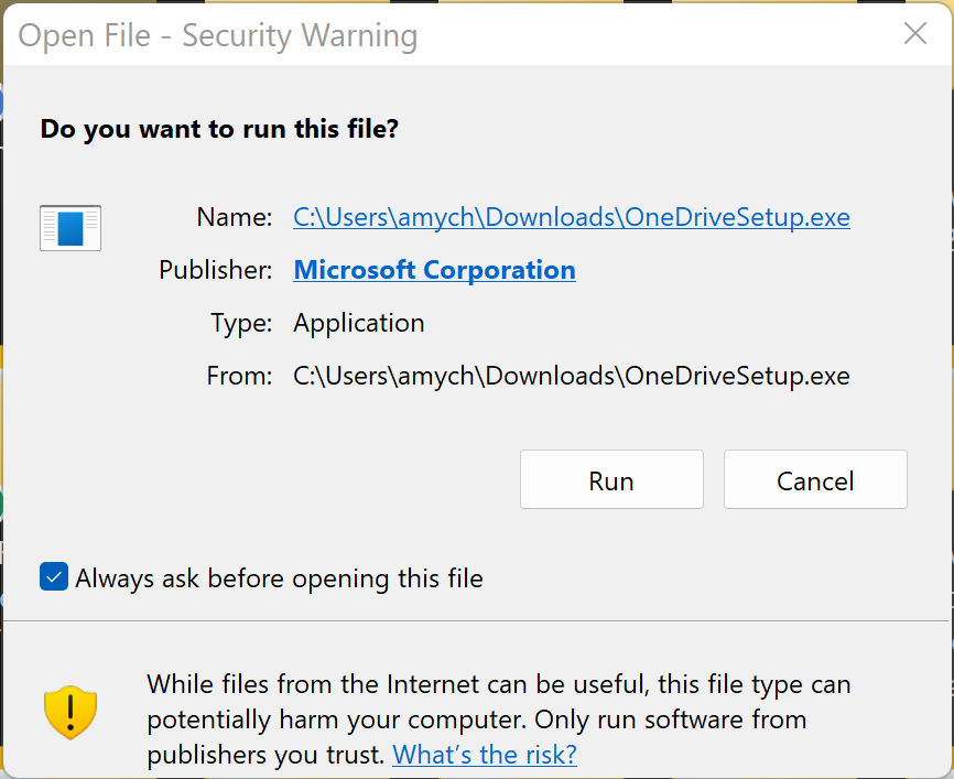 Open file security warning