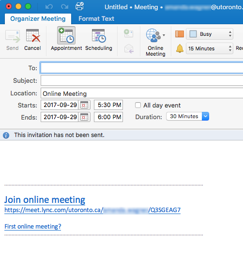Organizer meeting options