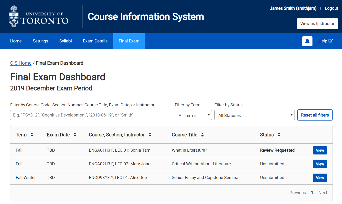 Final Exam Module - Dashboard