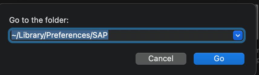 Type in ~/Library/Preferences/SAP