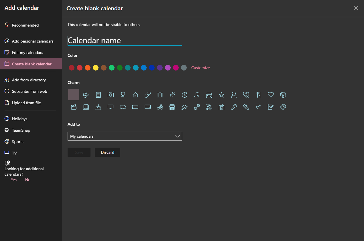 Add calendar window