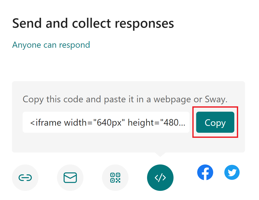 Copy this code field