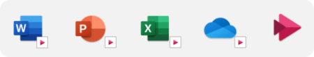 Icons of Word, PowerPoint, Excel, OneDrive, and Stream all together in the same box. And all the applications have a video icon.