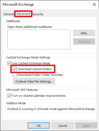 Microsoft exchange dialog