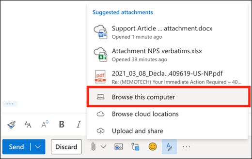 Attachment options with browse this computer highlighted.