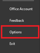 Options sidebar